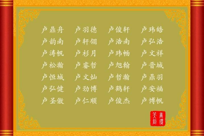 卢姓狗宝宝的名字大全 卢姓<font color='red'>辈分</font>口诀
