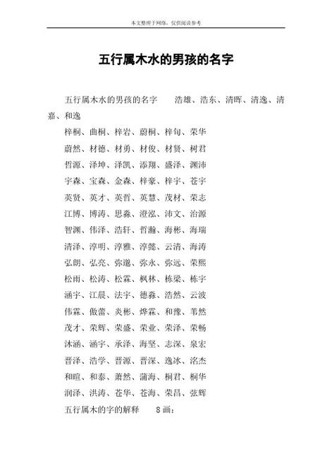 取名五行属木属水的字 既有水<font color='red'>又有</font>木寓意的字
