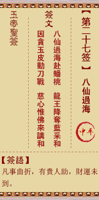玉帝灵签 第27签:八仙过海 中平