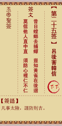 玉帝灵签 第25签:吕后害韩信 下下