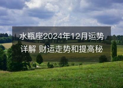 水瓶座2024年12月运势详解 财运走势和提高<font color='red'>秘籍</font>