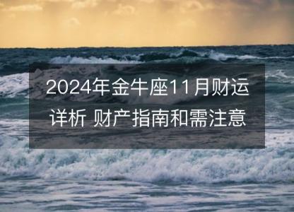 2024<font color='red'>年金</font>牛座11月财运详析 财产指南和需注意