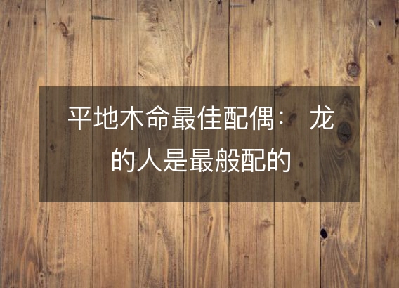 平地木命最佳配偶: 龙的人是最般配的
